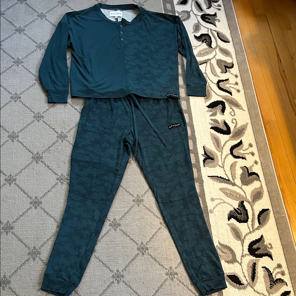 Spyder Teal Henley Loungewear Set